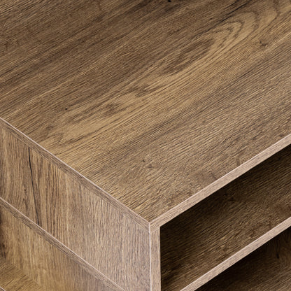 Geometry Office Computer Desk with 2 Drawers & V-Shaped Iron Legs- Brown_8