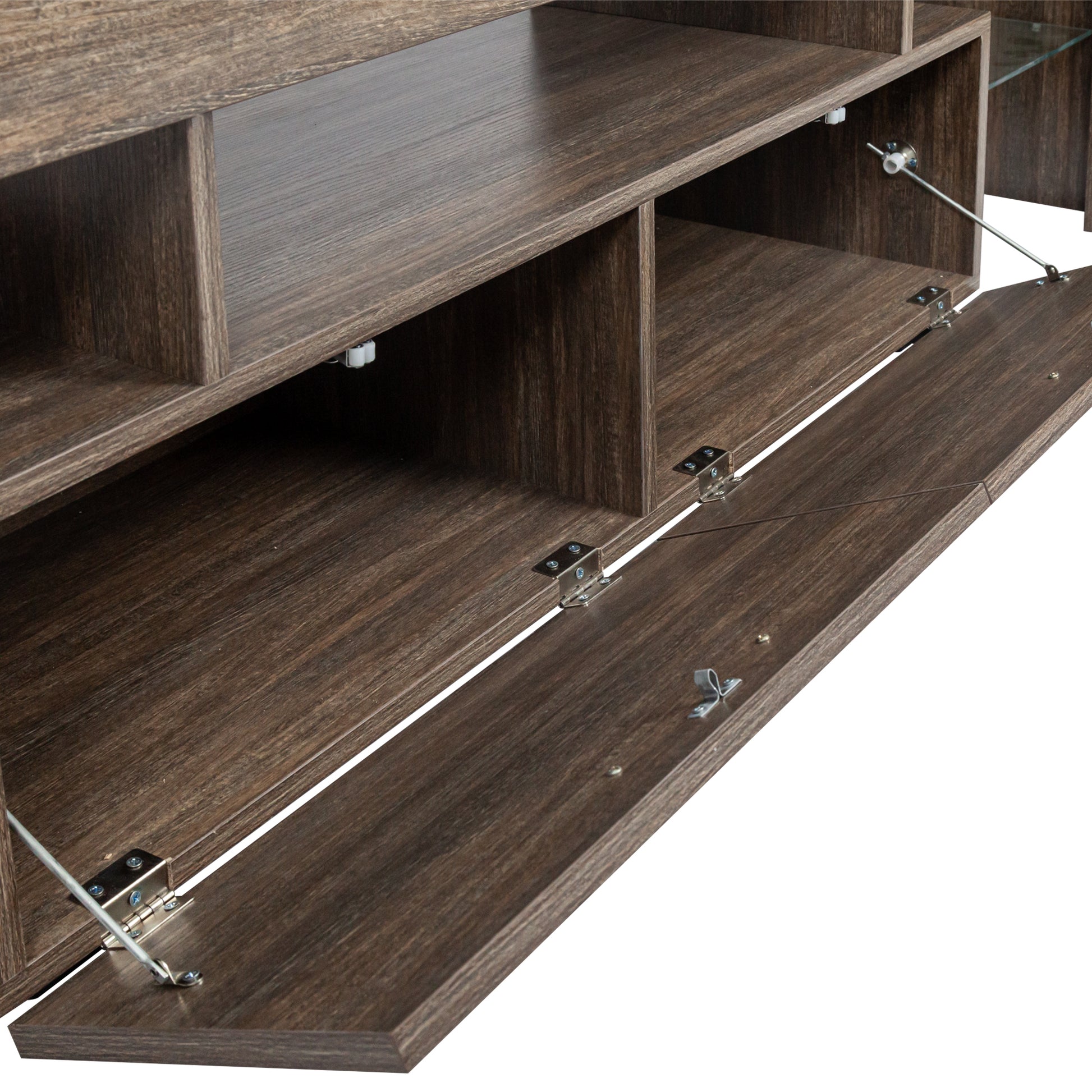 Quick Assembly Modern Television Stand with 16 Colors Remote Controlled LED Light- Brown_10