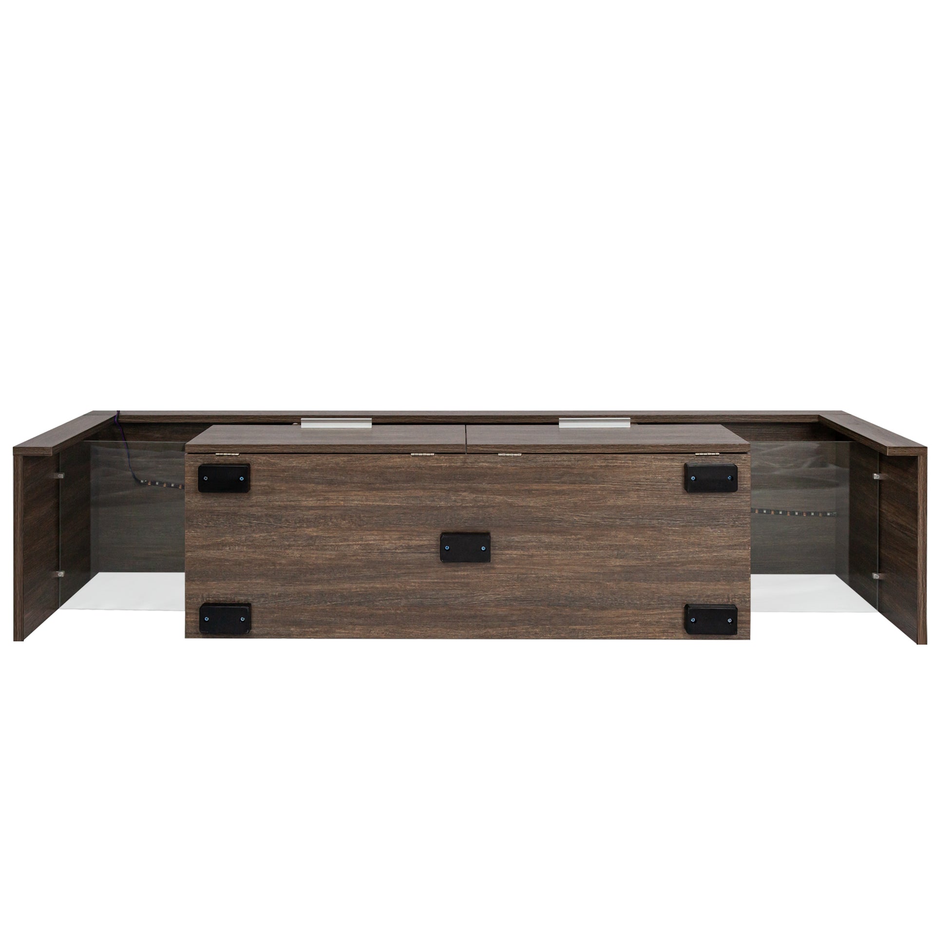 Quick Assembly Modern Television Stand with 16 Colors Remote Controlled LED Light- Brown_11