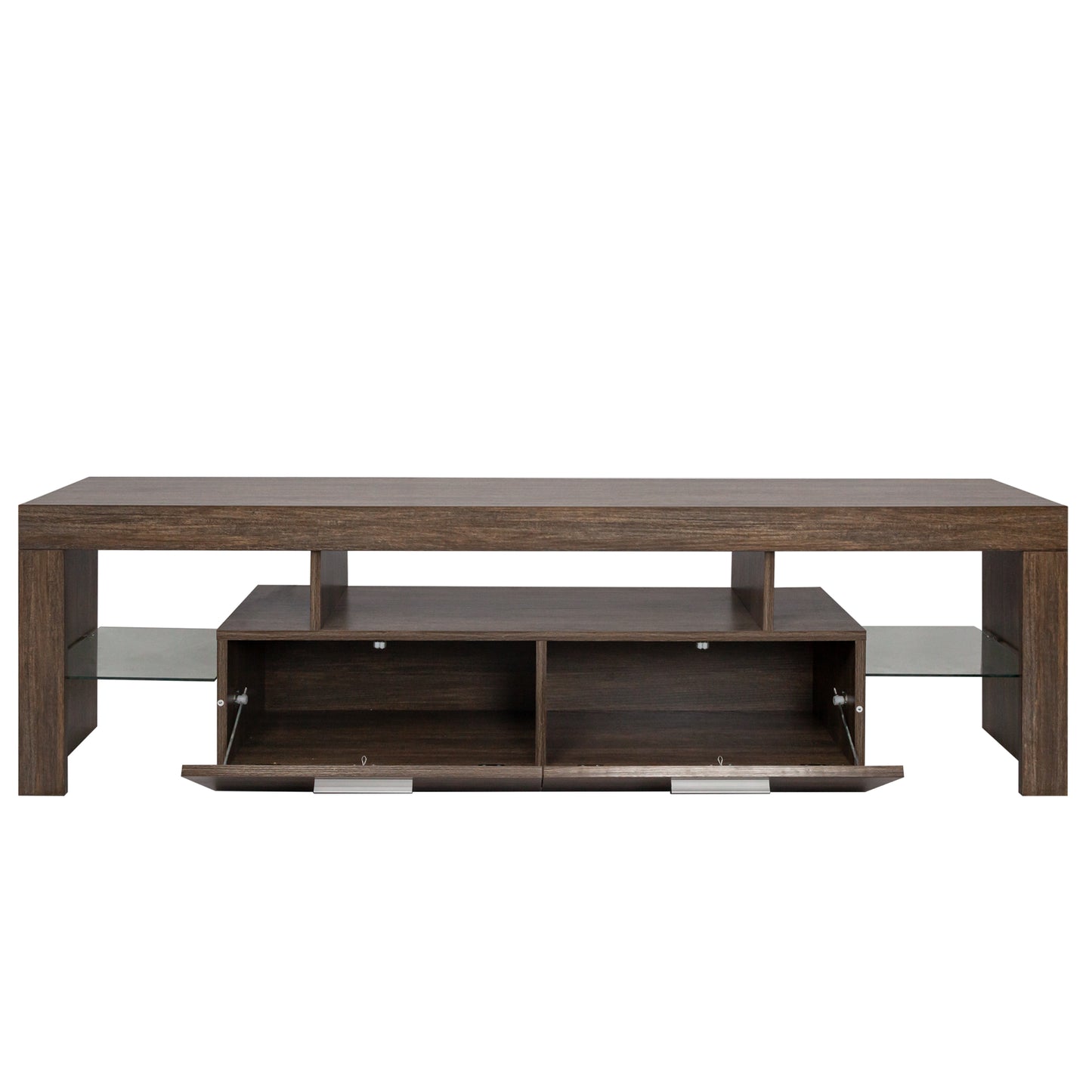Quick Assembly Modern Television Stand with 16 Colors Remote Controlled LED Light- Brown_12