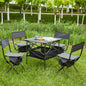Set of 5 Outdoor Camping Foldable Chair and Roll up Portable Table- Black_1
