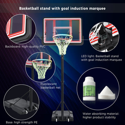 Adjustable Height Portable Basketball System with Wheels and Stable Base_20
