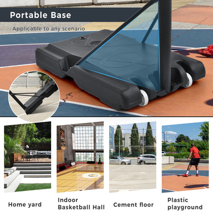 Adjustable Height Portable Basketball System with Wheels and Stable Base_27