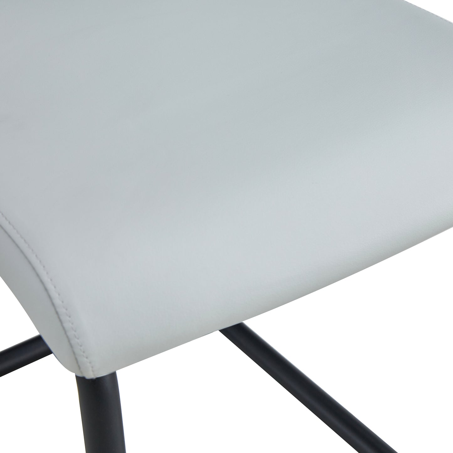 4 Pcs Leather Upholstered High Back Dining Chairs with Metal Base- Gray, Black_8