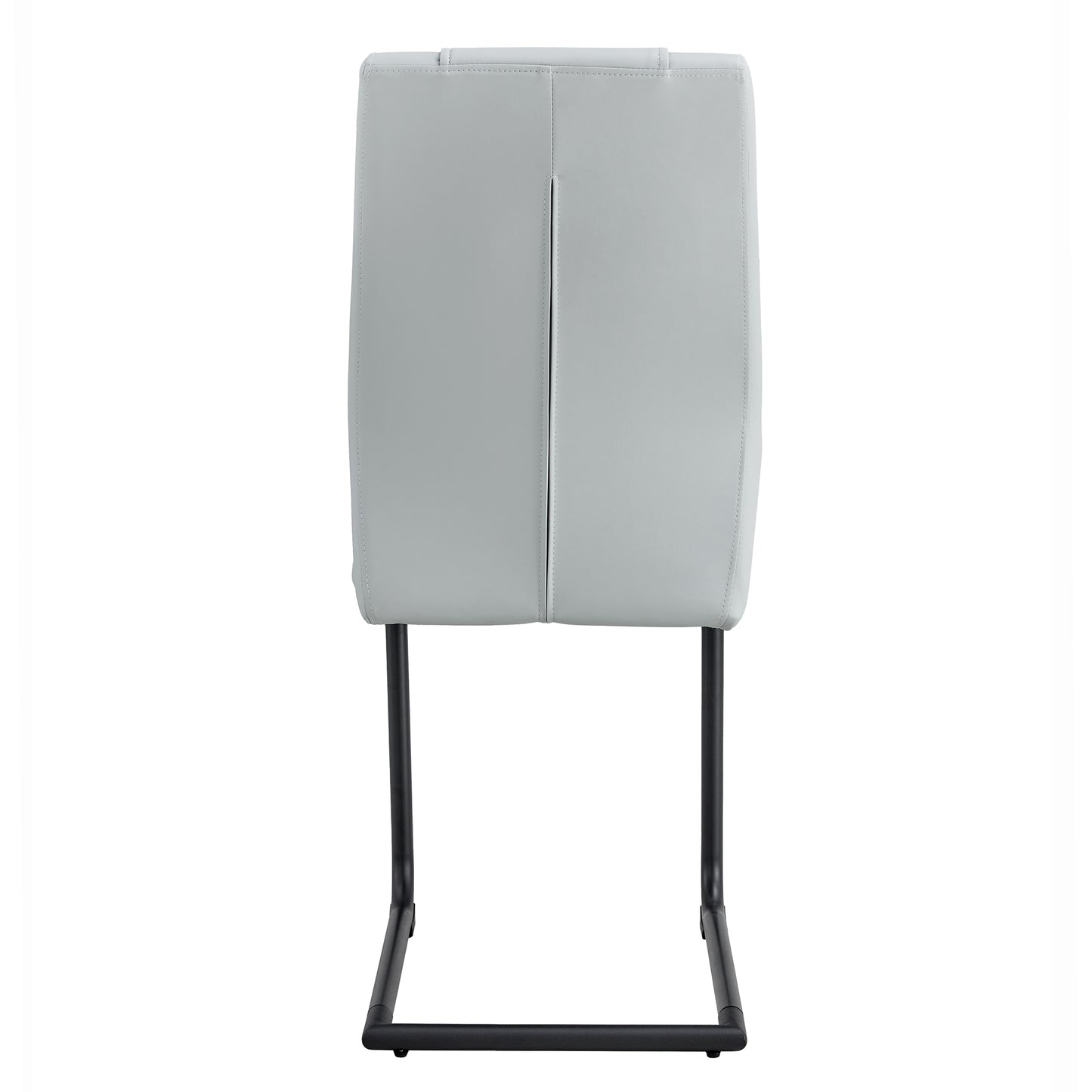 4 Pcs Leather Upholstered High Back Dining Chairs with Metal Base- Gray, Black_6