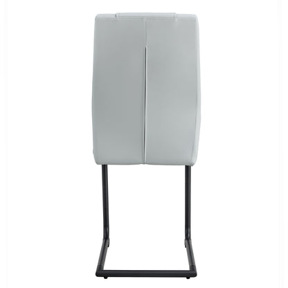 4 Pcs Leather Upholstered High Back Dining Chairs with Metal Base- Gray, Black_6