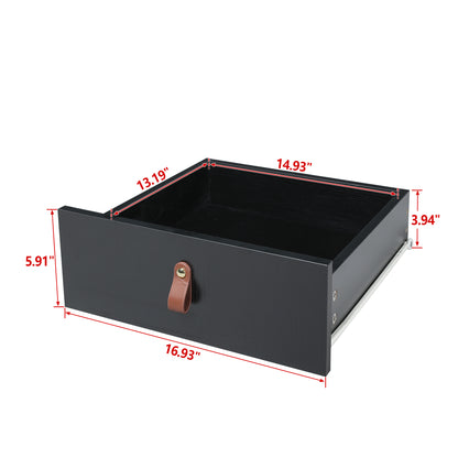 Wood Storage Dresser Cabinet Bar Storage Organizer with PU Handles- Black+Brown_6