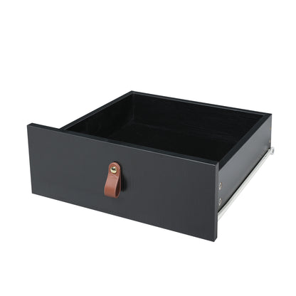 Wood Storage Dresser Cabinet Bar Storage Organizer with PU Handles- Black+Brown_24