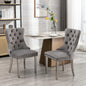 2 pcs High-End Tufted Contemporary Velvet Chair with Chrome Stainless Steel Legs- Green_1
