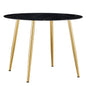 40 inches Modern Minimalist Round Black Marbled Glass Coffee Table with Gold Metal Legs_3
