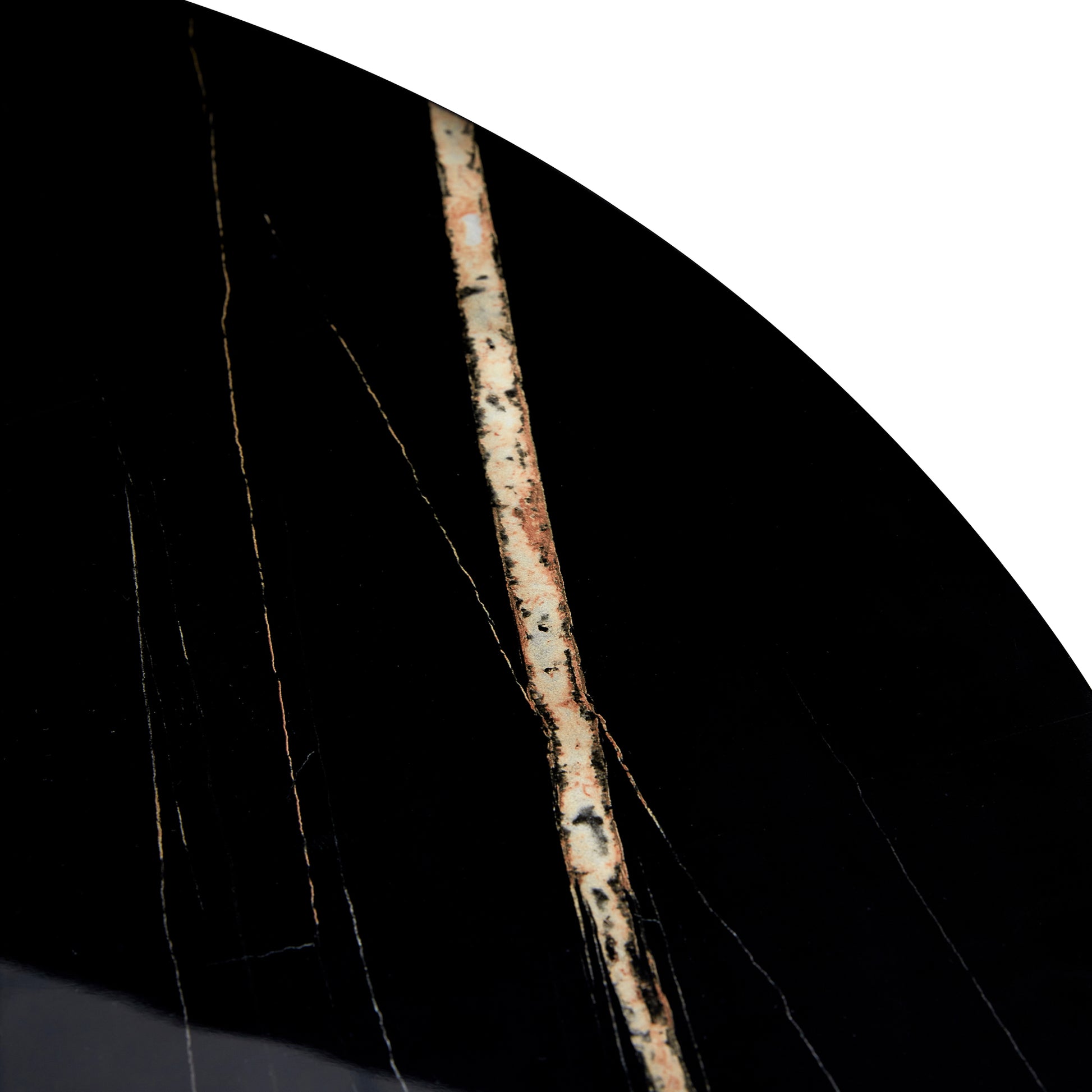 40 inches Modern Minimalist Round Black Marbled Glass Coffee Table with Gold Metal Legs_9