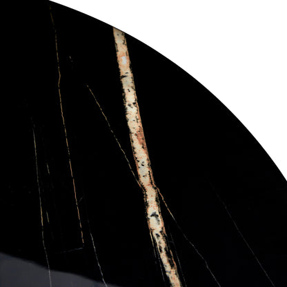 40 inches Modern Minimalist Round Black Marbled Glass Coffee Table with Gold Metal Legs_9