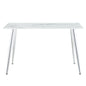 Modern Minimalist Rectangular White Marbled Tempered Glass Desktop with Silver Metal Legs_16