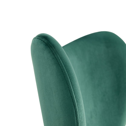 Dark Green Velvet Upholstered Chair Dining Chair with Metal Legs Set of 2_13