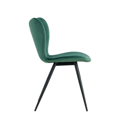 Dark Green Velvet Upholstered Chair Dining Chair with Metal Legs Set of 2_11