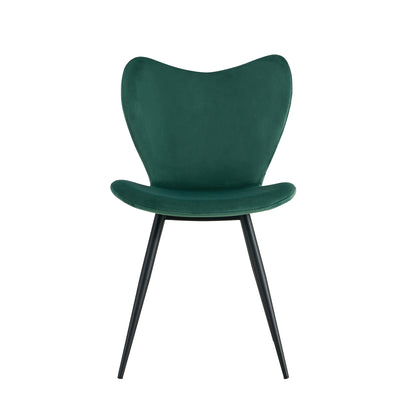 Dark Green Velvet Upholstered Chair Dining Chair with Metal Legs Set of 2_12