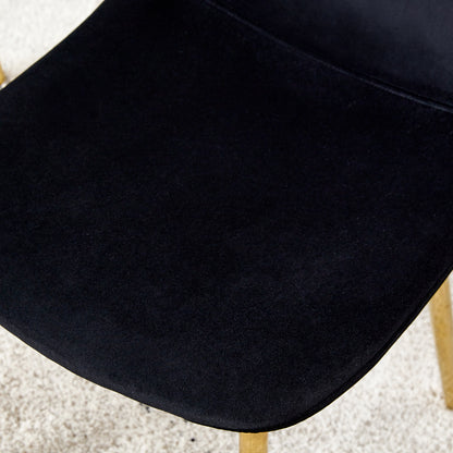 Set of 4 Modern Mid-Century Style Velvet Fabric Upholstered Chairs with Gold Legs- Black_15