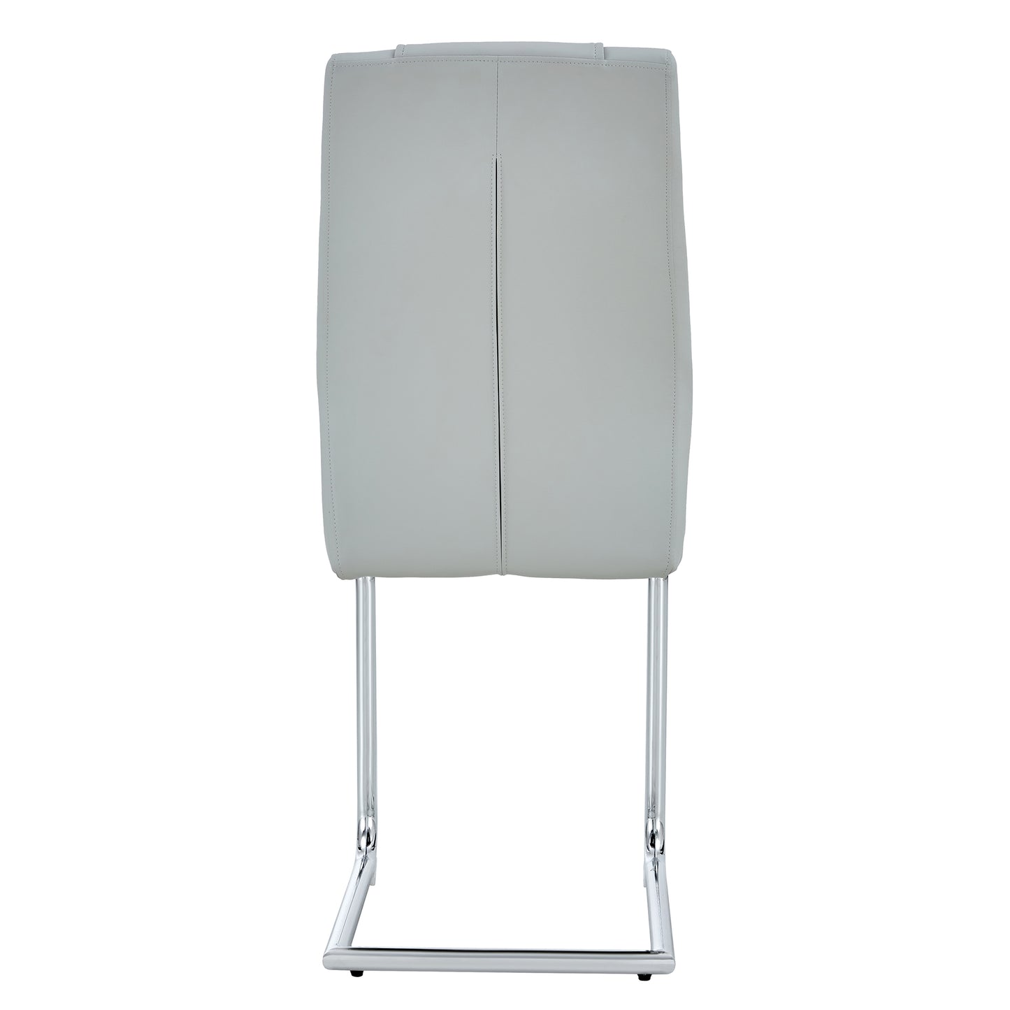 4 Pcs Faux Leather Upholstered High Back Dining Chairs with Metal Base- Gray, Silver_16
