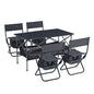 Set of 5 Outdoor Camping Foldable Chair and Roll up Portable Table- Black+Gray_14