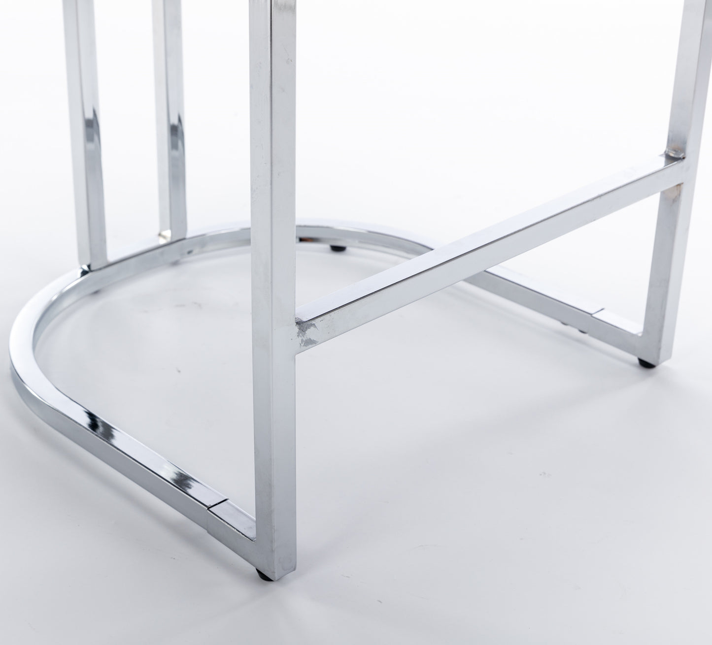 Set of 2 Upholstered Tufted Velvet Armless Bar Stools with Chrome Base Legs- Light Blue_15