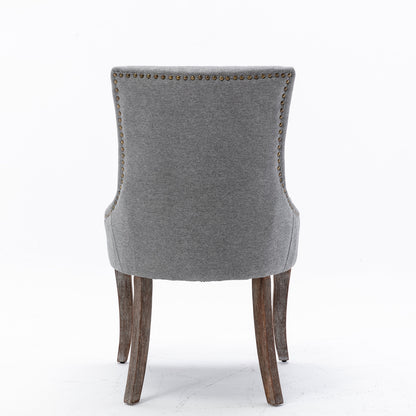 Mid-Century Modern Dining Accent Chair Set of 2 with Nailhead Trim- Gray_6