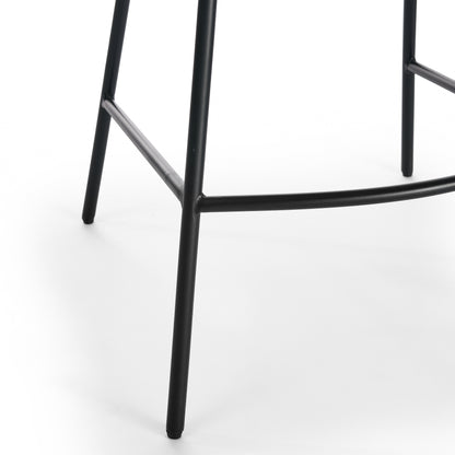 Set of 2 Rattan Wicker Indoor Bar Counter Stools with Steel Legs- Black_7