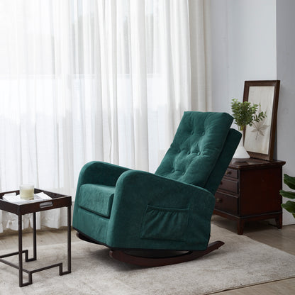 Living Room Chair Lazy Recliner Comfortable Fabric High Back Armchair- Antique Green_2