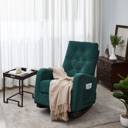 Living Room Chair Lazy Recliner Comfortable Fabric High Back Armchair- Antique Green_1