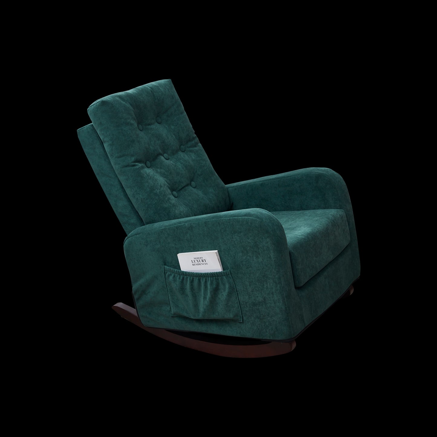 Living Room Chair Lazy Recliner Comfortable Fabric High Back Armchair- Antique Green_11