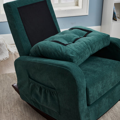 Living Room Chair Lazy Recliner Comfortable Fabric High Back Armchair- Antique Green_5
