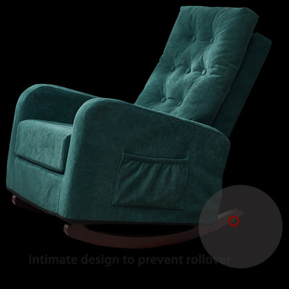 Living Room Chair Lazy Recliner Comfortable Fabric High Back Armchair- Antique Green_12