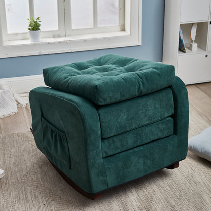 Living Room Chair Lazy Recliner Comfortable Fabric High Back Armchair- Antique Green_4