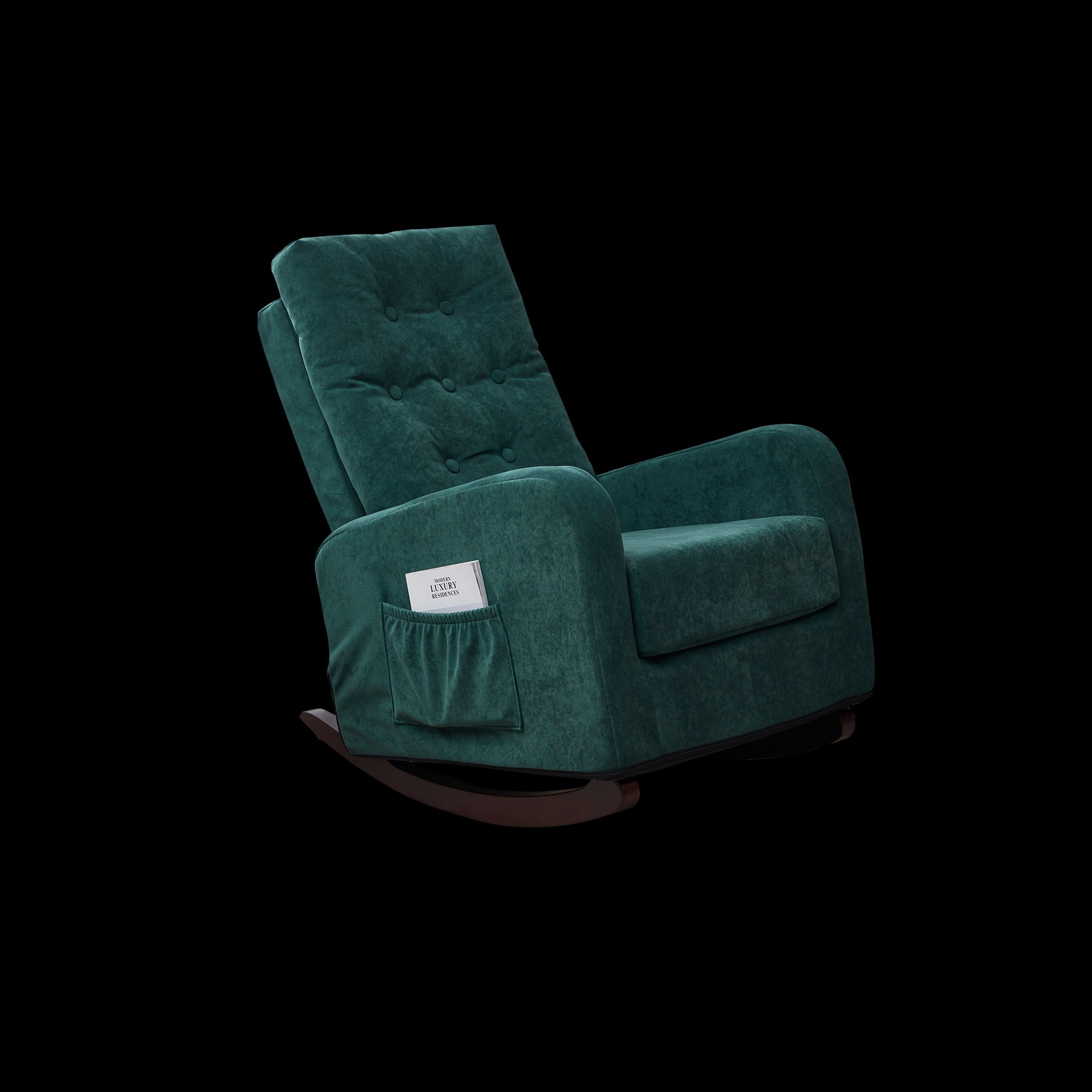 Living Room Chair Lazy Recliner Comfortable Fabric High Back Armchair- Antique Green_10