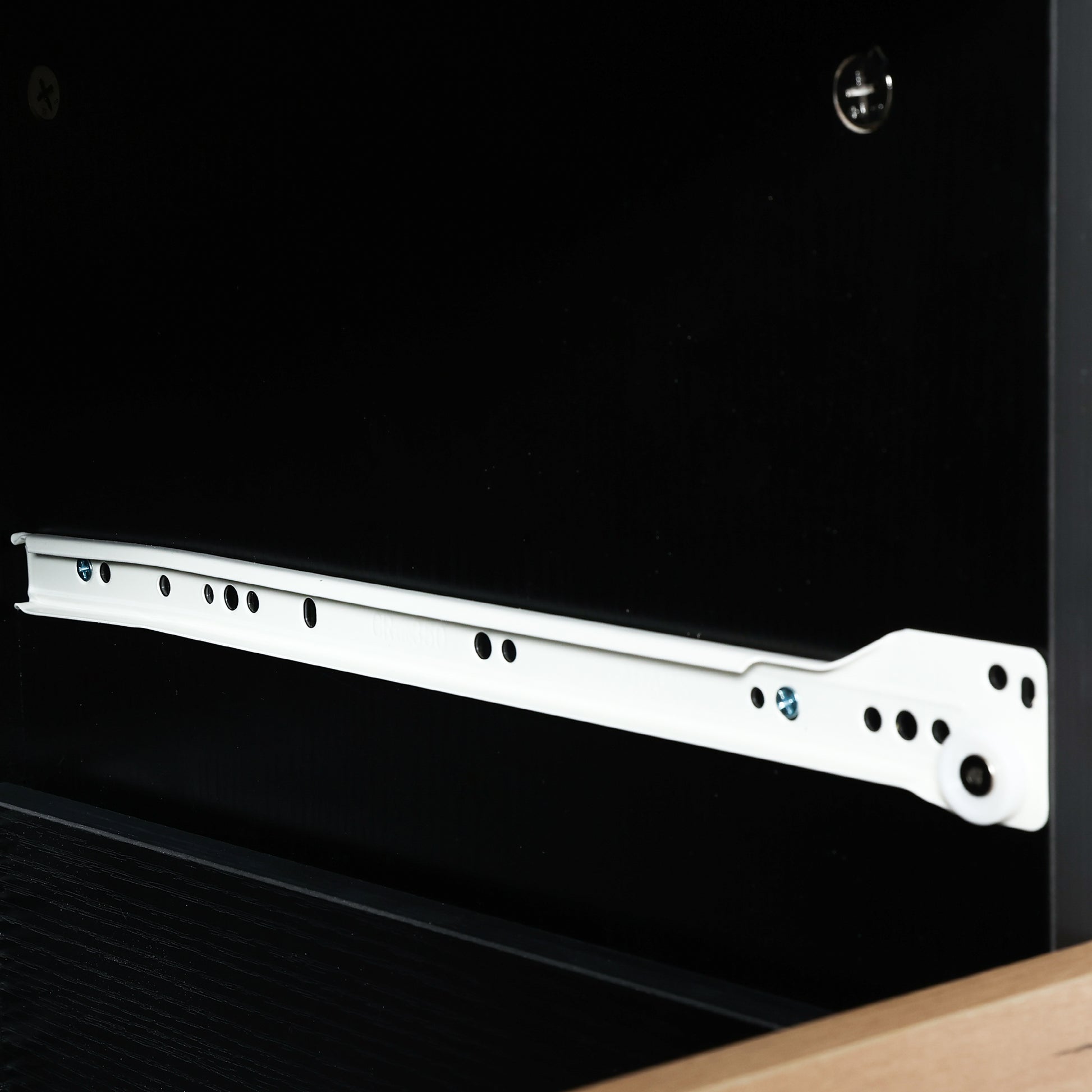 DRESSER CABINET BAR CABINET storge cabinet Glass door side cabinet lockersEmbedded metal handle can be placed in the living room, bedroom, dining room, black+brown_23