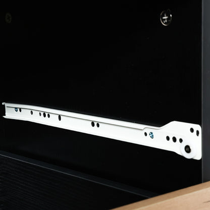 DRESSER CABINET BAR CABINET storge cabinet Glass door side cabinet lockersEmbedded metal handle can be placed in the living room, bedroom, dining room, black+brown_23