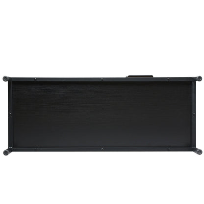 DRESSER CABINET BAR CABINET storge cabinet Glass door side cabinet lockersEmbedded metal handle can be placed in the living room, bedroom, dining room, black+brown_7