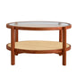 Modern and Simple Solid Wood Double Layered Circular Rattan Coffee Table- Walnut_10