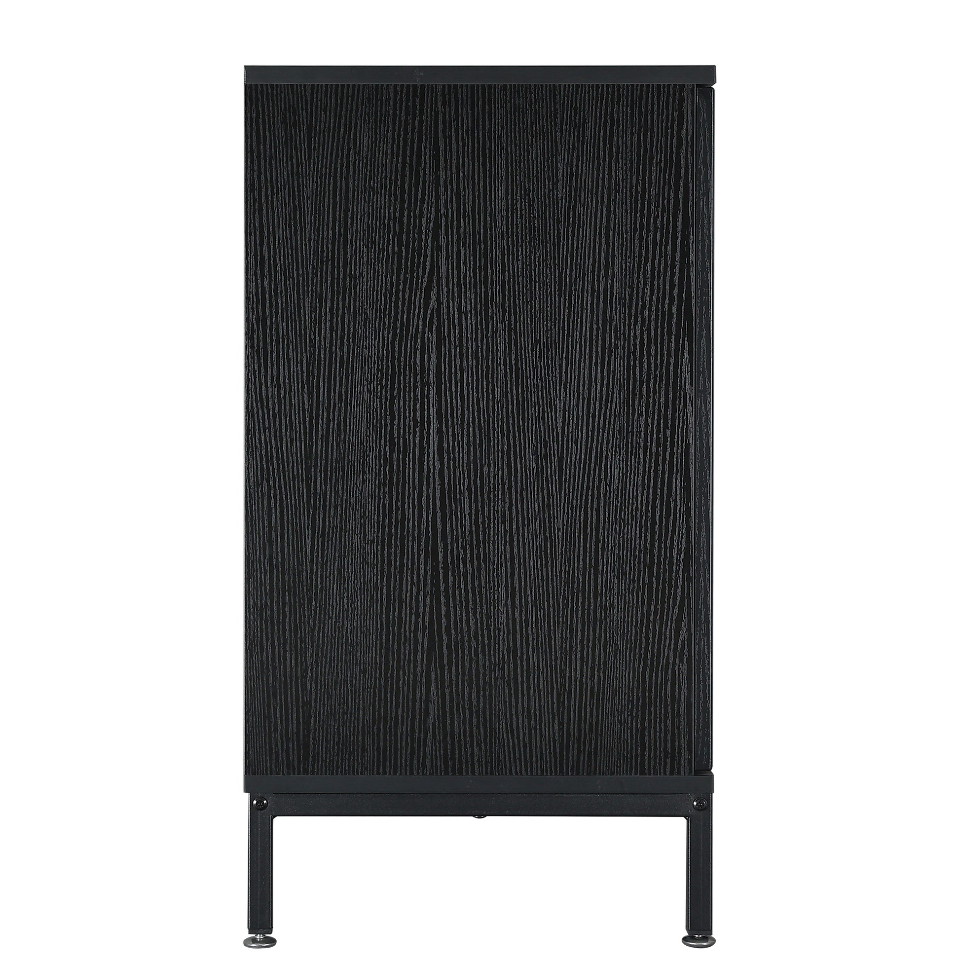 DRESSER CABINET BAR CABINET storge cabinet Glass door side cabinet lockersEmbedded metal handle can be placed in the living room, bedroom, dining room, black+brown_11