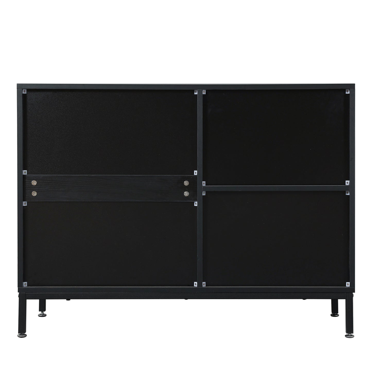 DRESSER CABINET BAR CABINET storge cabinet Glass door side cabinet lockersEmbedded metal handle can be placed in the living room, bedroom, dining room, black+brown_12