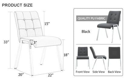 4 pcs Grid Armless Faux Leather High Back Upholstered Padded Dining Chairs- Grey_13