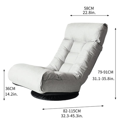 3 Adjustable Head Segments Single Sofa Reclining Japanese Style Leisure Accent Chair- Gray_30