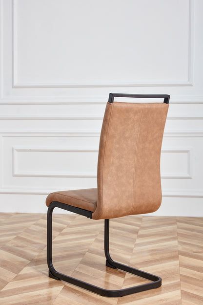 Set of 4 Modern High Back Upholstered Side Chair with C-shaped Legs- Brown, Black_11