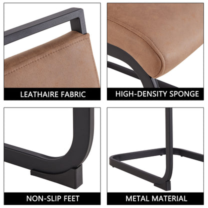Set of 4 Modern High Back Upholstered Side Chair with C-shaped Legs- Brown, Black_23
