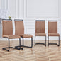 Set of 4 Modern High Back Upholstered Side Chair with C-shaped Legs- Brown, Black_1