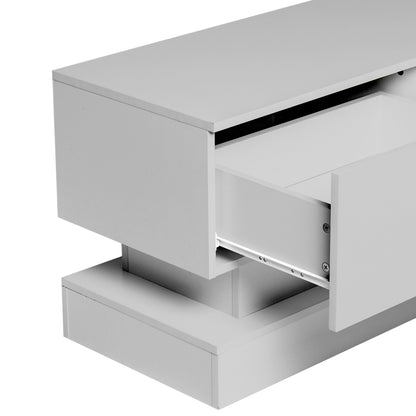 63 inches Modern and Simple Design Television Stand Organizing Cabinet with LED Light- White_8