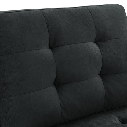 Single Chair for L-Shape Modular Sectional Sofa Couch Reversible Combination Ottoman- Black_4