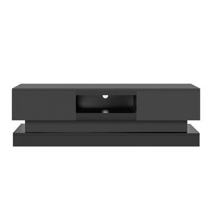 63 inches Modern and Simple Design Television Stand Organizing Cabinet with LED Light- Black_4