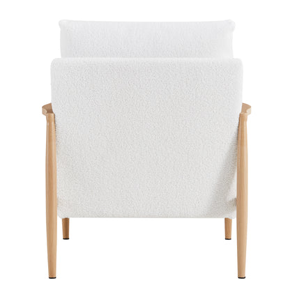 Set of 2 Teddy Velvet Mid Century Modern Accent Armchair with Metal Frame- White_24
