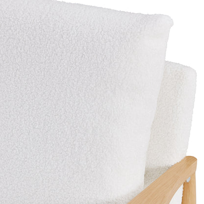 Set of 2 Teddy Velvet Mid Century Modern Accent Armchair with Metal Frame- White_20