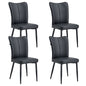 4 Pcs Faux Leather Upholstered Curved Back Dining Chairs with Metal Base- Black, Black_13